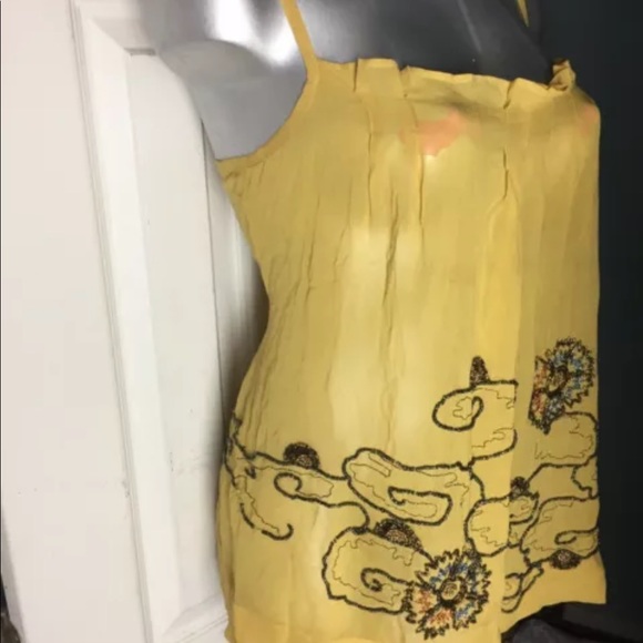 New $148 French Connection Silk Blouse Size 4 -Floral Beaded (no pink stains) - Picture 7 of 12